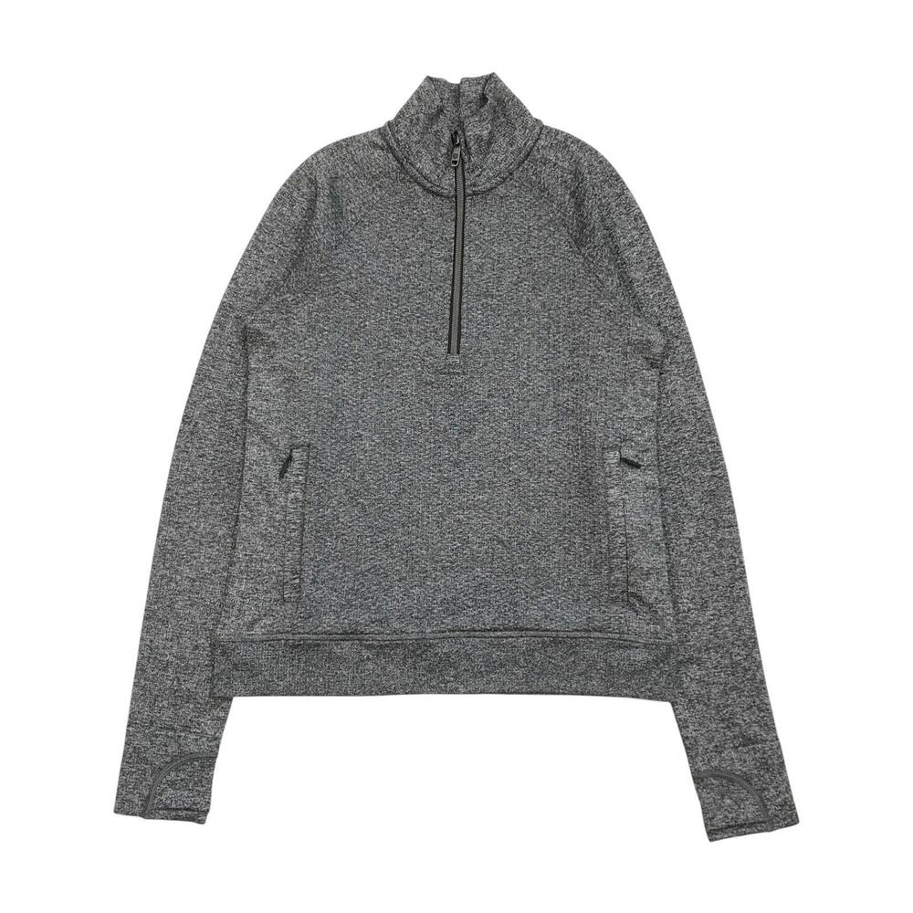 Lululemon Engineered Warmth 1/2 Zip Sweater Jacket Womens 4 Gray Merino Wool Gym